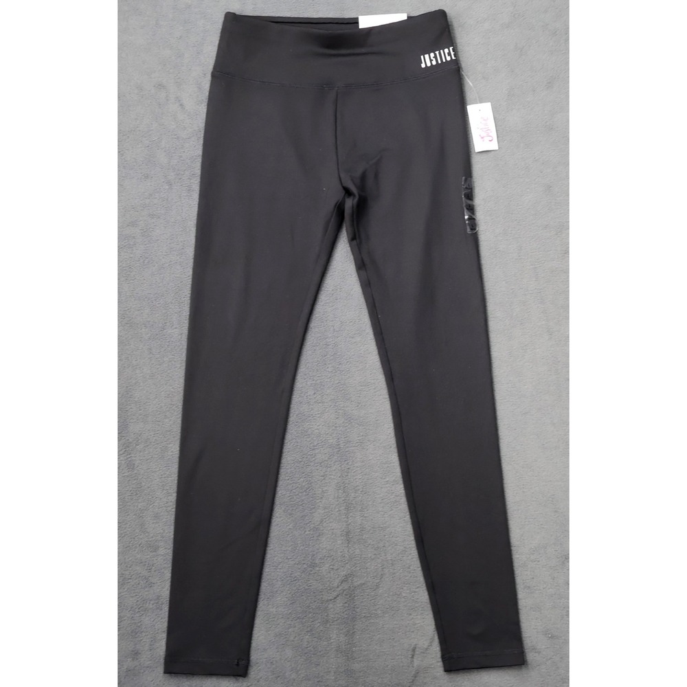 Justice Active Leggings Kids Size L 12/14 Black New High Waist 4-Way Stretch